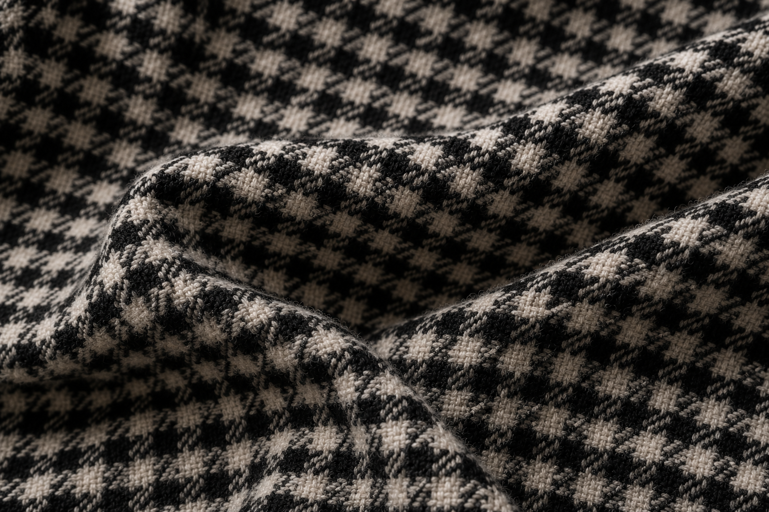 Houndstooth wool fabric folds
